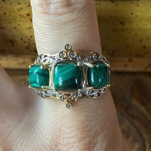Natural Malachite Sterling Silver Ring